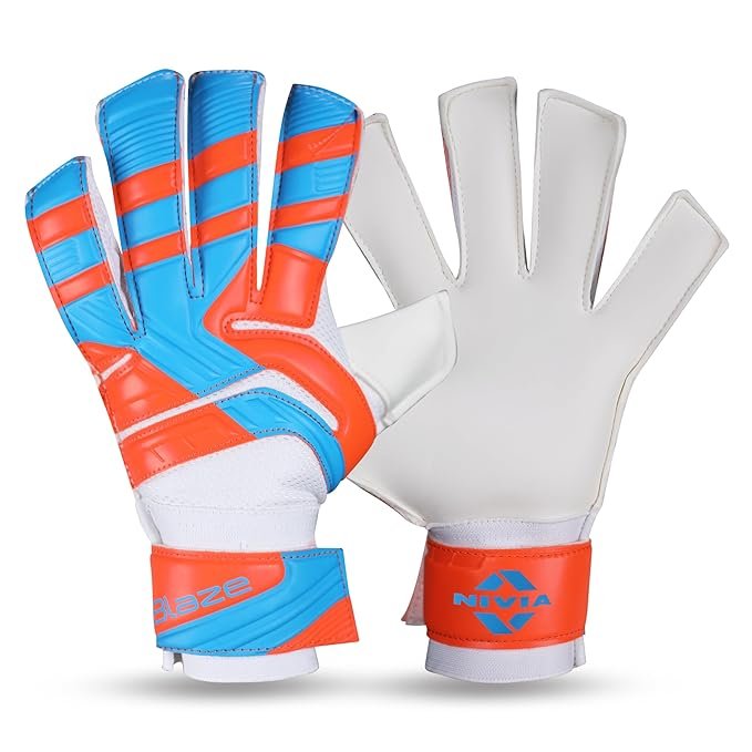 Nivia Blaze Synthetic Goalkeeper Gloves – high grip, durable gloves with finger protection for football goalkeepers.
