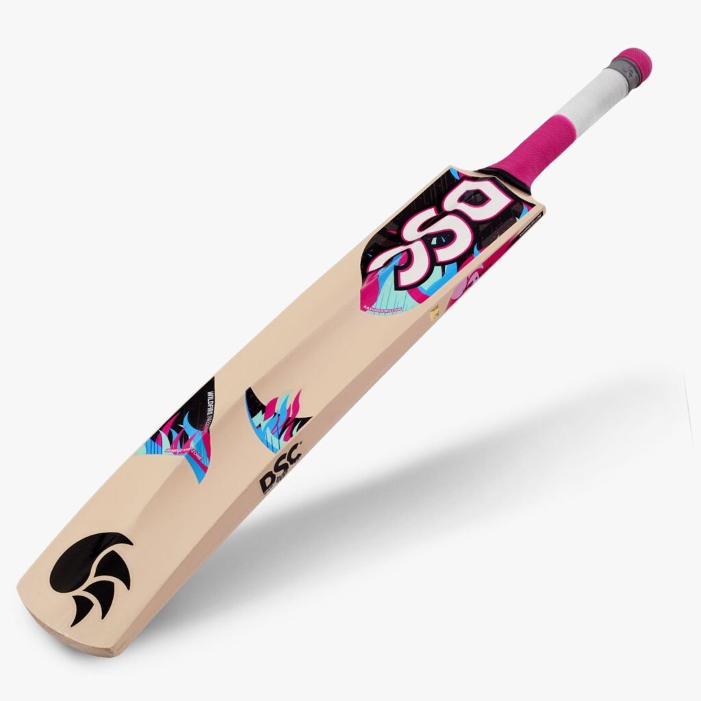 DSC Wildfire Inferno Tennis Bat with bold graphics, solid blade, and cushioned grip—perfect for high-energy tennis ball cricket matches.